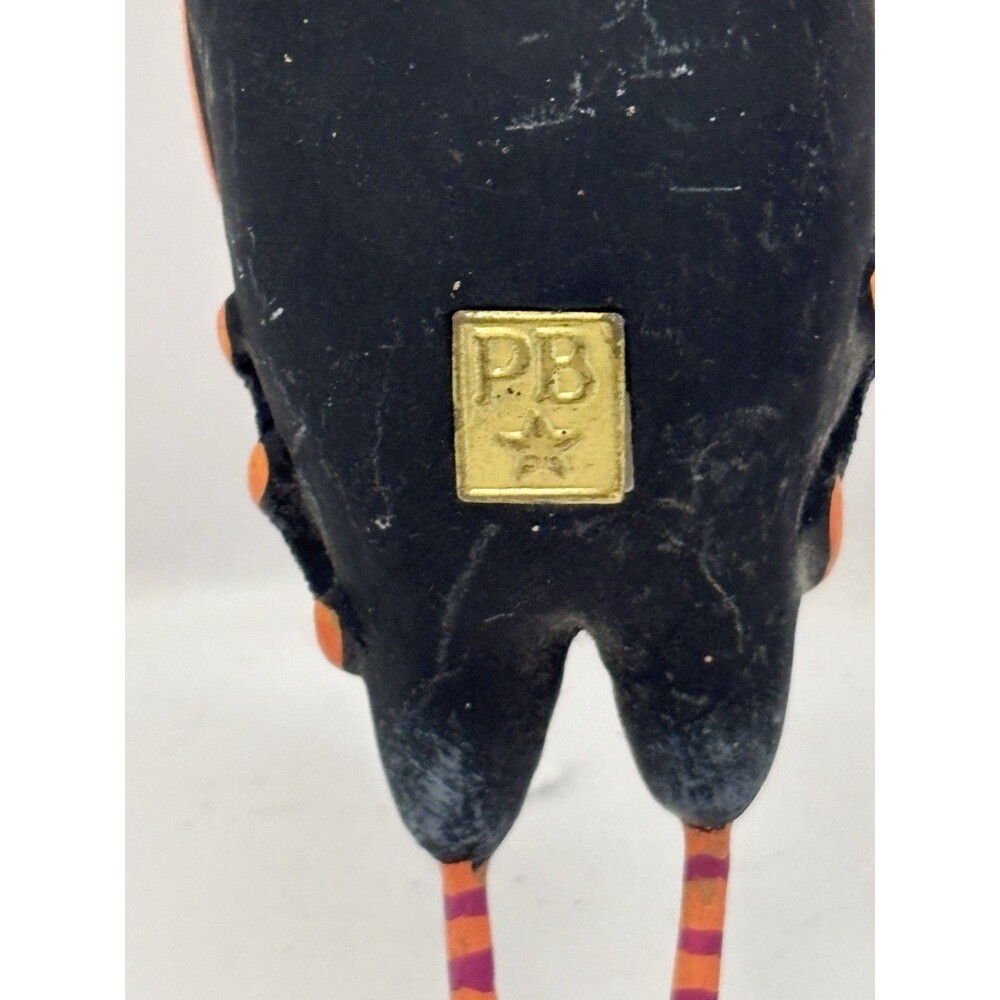 Patience Brewster Set Of 2 Beatrice Bat Ornaments Black Orange Striped Glitter - Picture 3 of 4